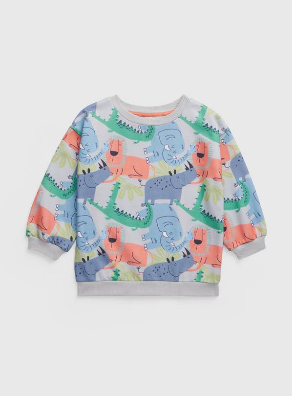 Grey Safari Print Sweatshirt 1-2 years